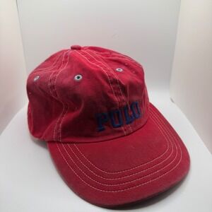Polo Ralph Lauren Hat Mens OSFA Red Fair Distressed Vintage Embroidered Logo